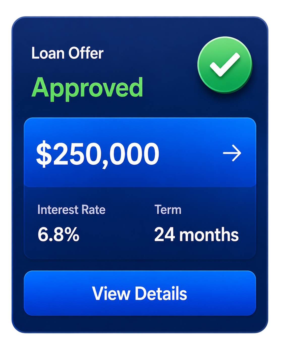 Loan offer approved $250,000